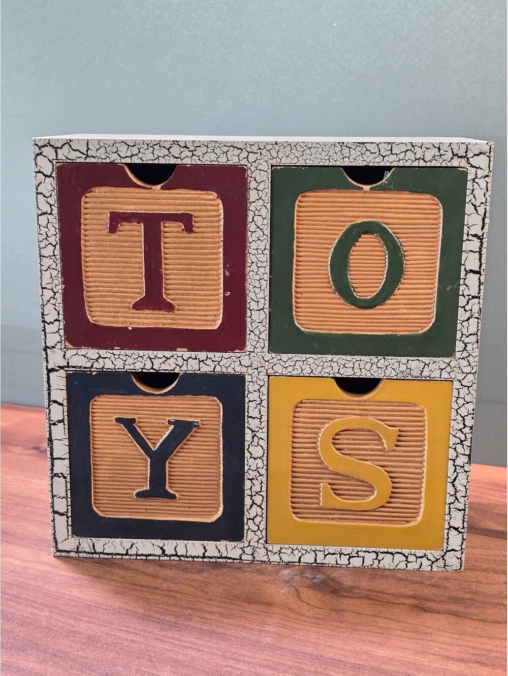 Vintage Wooden Toy Storage Organizer with 4 Drawers